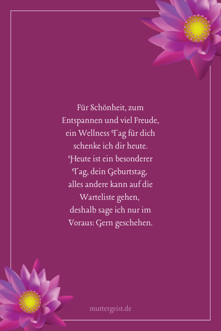Schöne und lässige Geburtstagssprüche für ein WellnessGeschenk