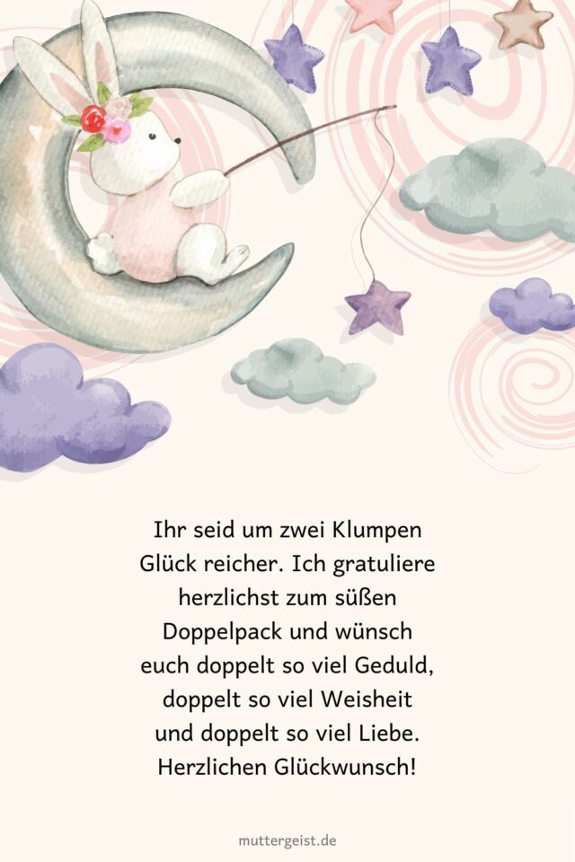 Gefühlvolle Glückwünsche zur Geburt von Zwillingen