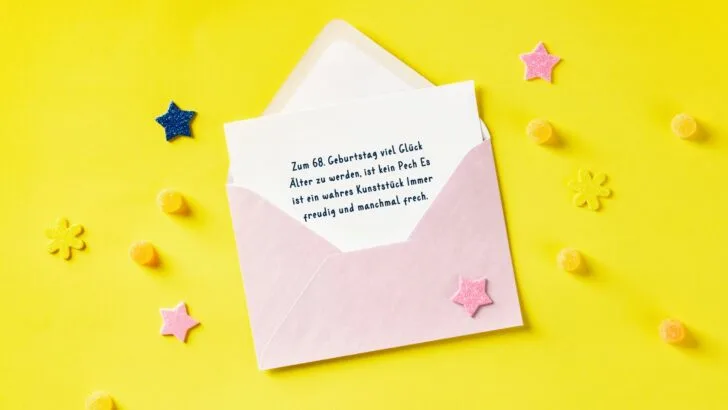 Lebhafte und lustige Glückwünsche zum 68. Geburtstag