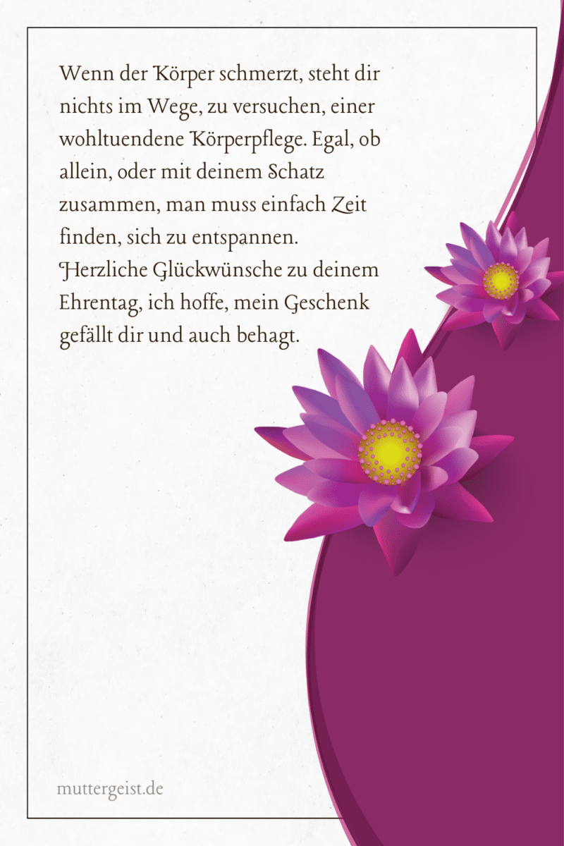Schöne und lässige Geburtstagssprüche für ein WellnessGeschenk