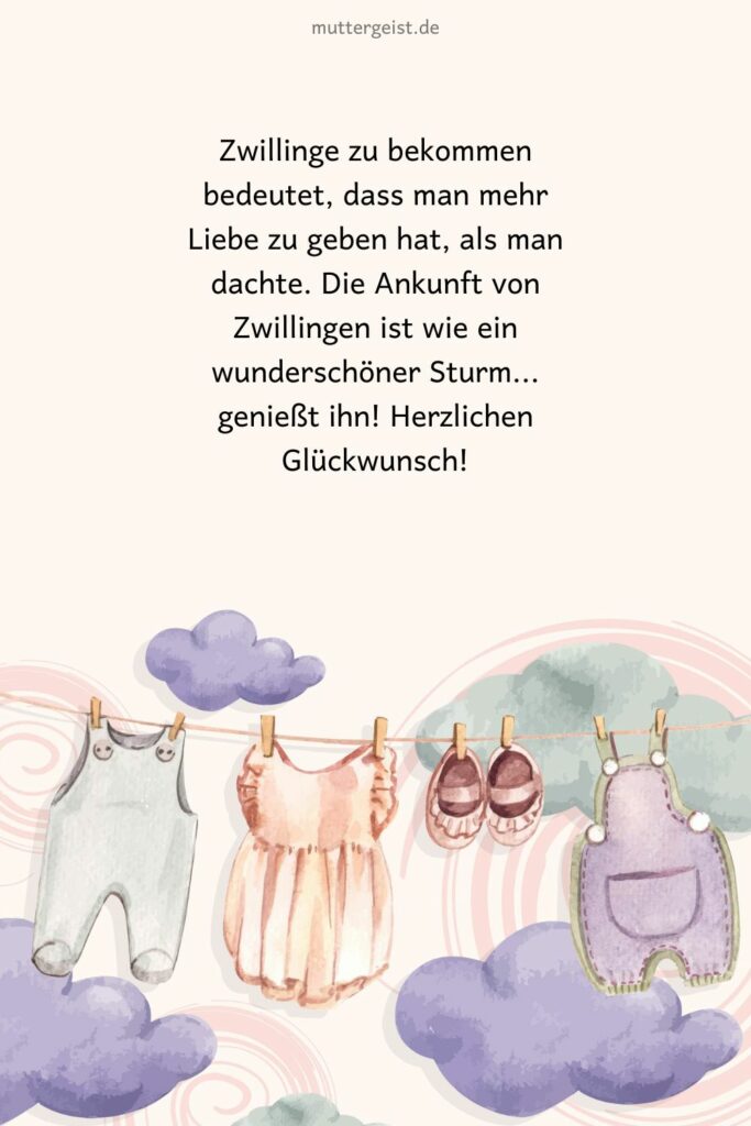 Gefühlvolle Glückwünsche zur Geburt von Zwillingen