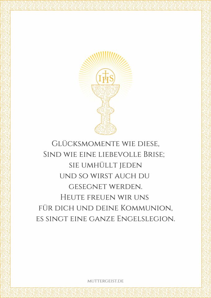 Kommunionskarten und schöne Glückwünsche zur Kommunion zum Ausdrucken