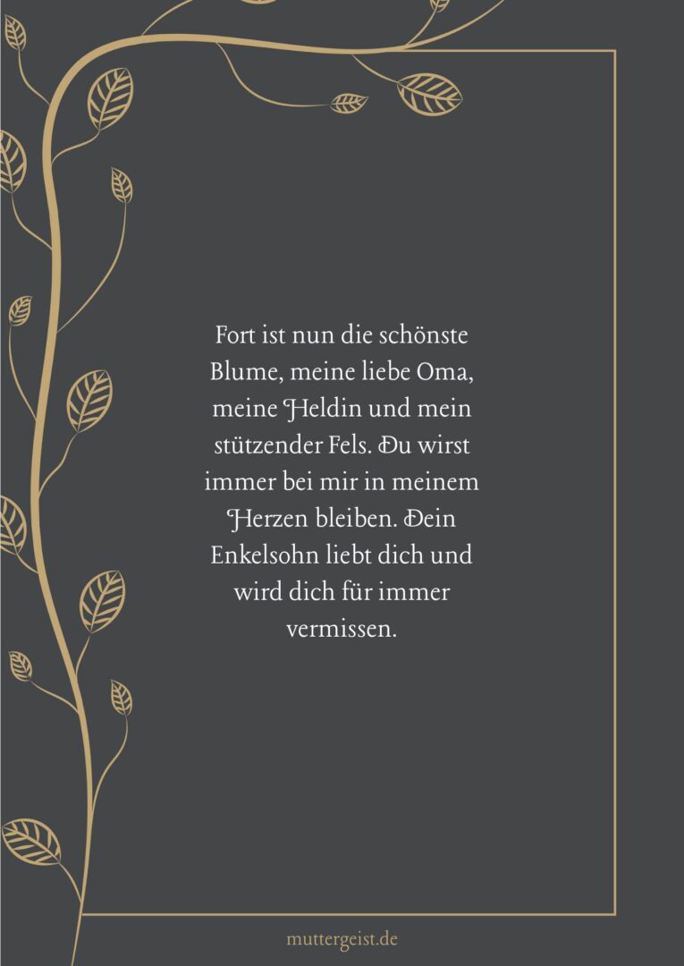 Trauersprüche und warmherzige Abschiedsworte für Oma