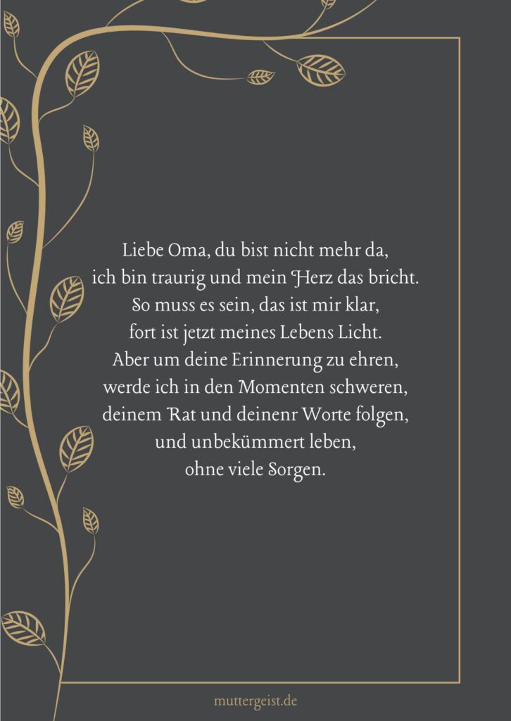 Trauersprüche und warmherzige Abschiedsworte für Oma