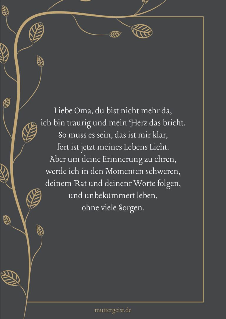 Trauersprüche und warmherzige Abschiedsworte für Oma