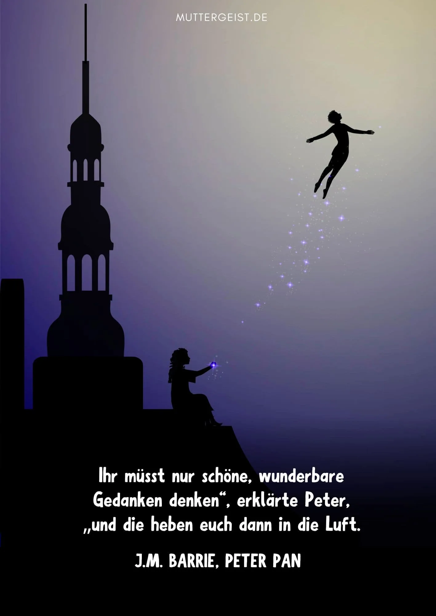 Peter Pans Zitat über schöne Gedanken
