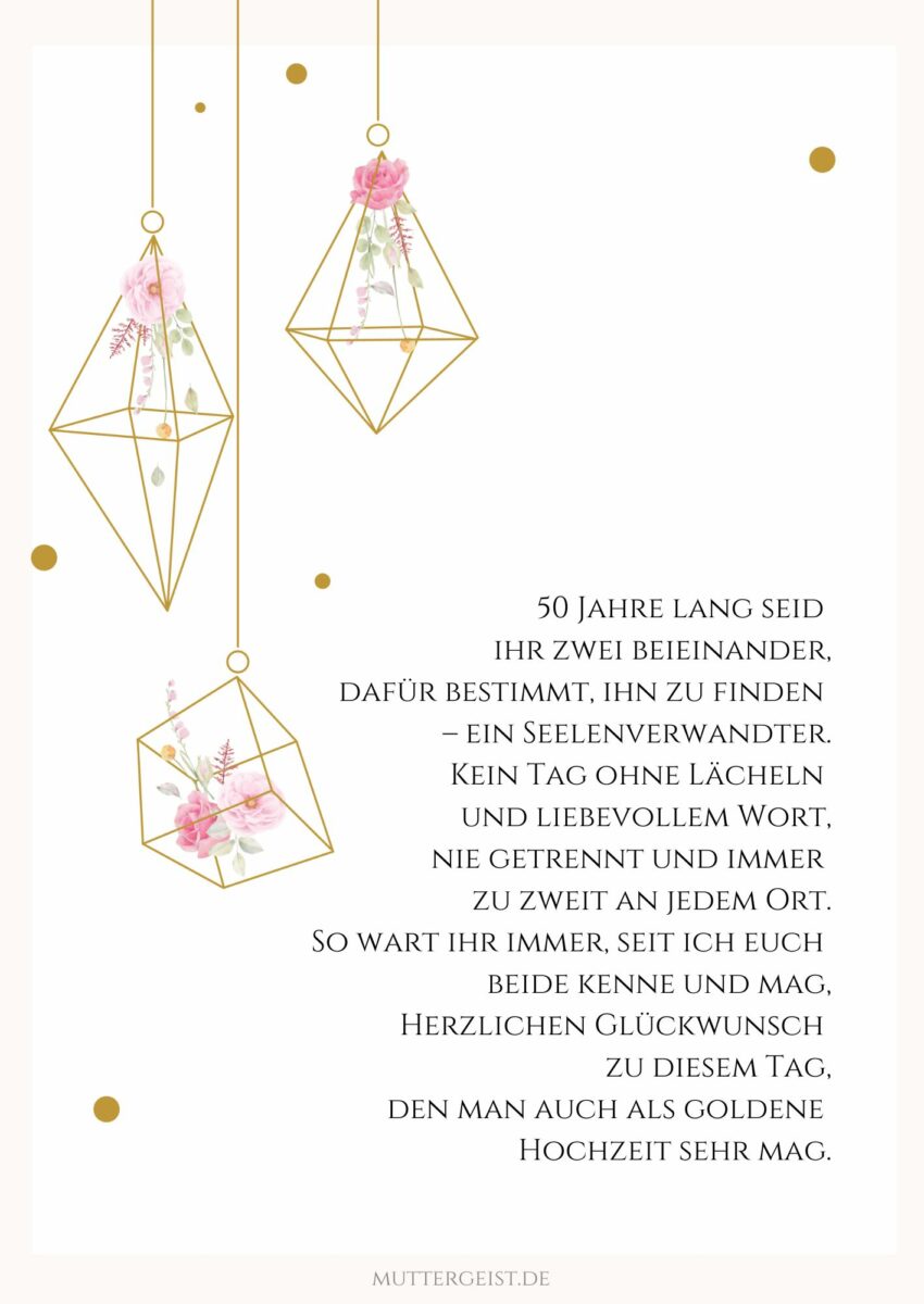 Wundervolle Glückwünsche zur goldenen Hochzeit zum Ausdrucken