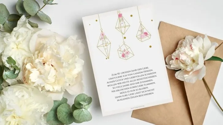 Wundervolle Glückwünsche zur goldenen Hochzeit zum Ausdrucken