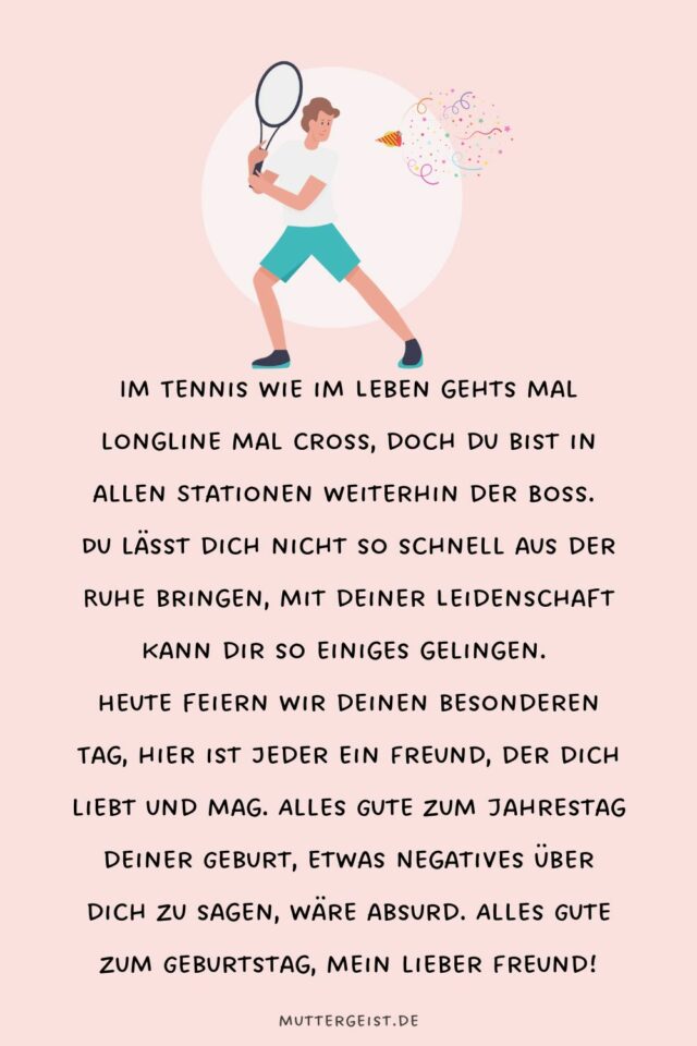 Wunderschöne Geburtstagswünsche für TennisLiebhaber