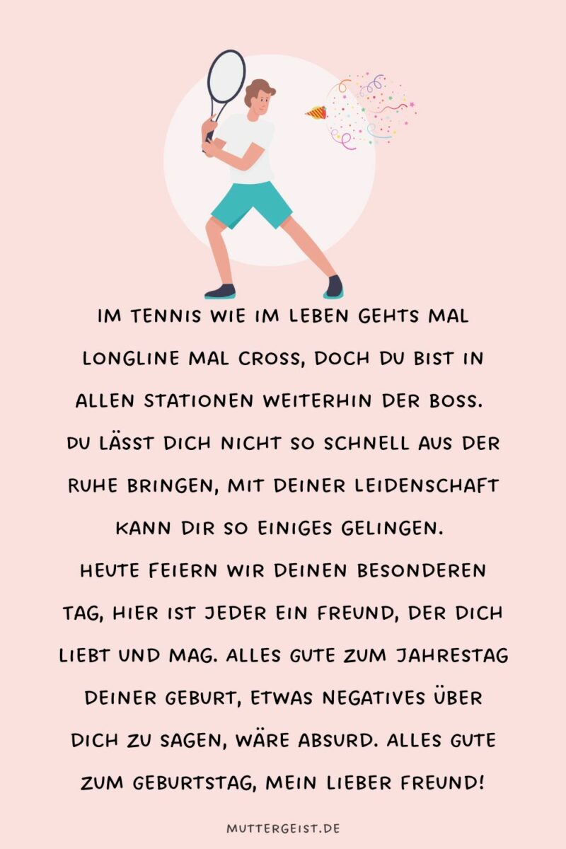 Wunderschöne Geburtstagswünsche für TennisLiebhaber