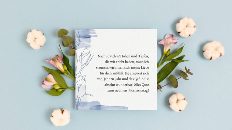Sprüche zum 9. Hochzeitstag, die eine vollkommene Einheit feiern