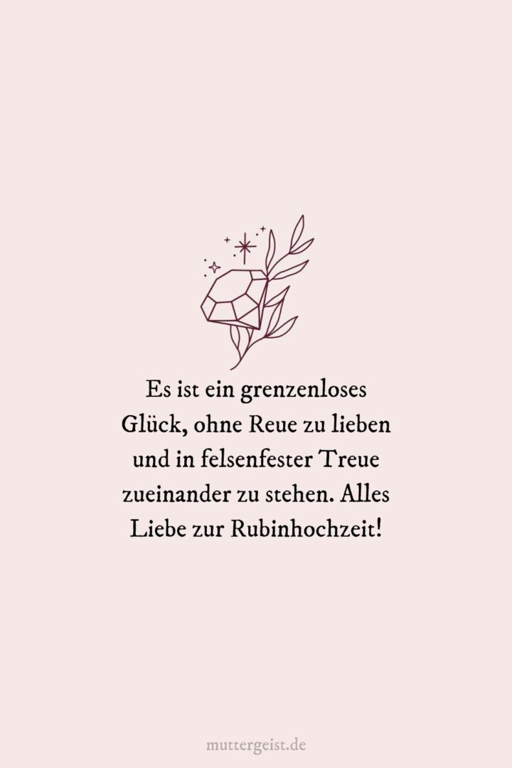 Glänzende Sprüche zur Rubinhochzeit zum Ausdrucken