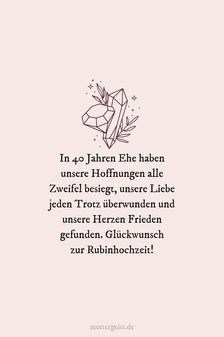 Glänzende Sprüche zur Rubinhochzeit zum Ausdrucken