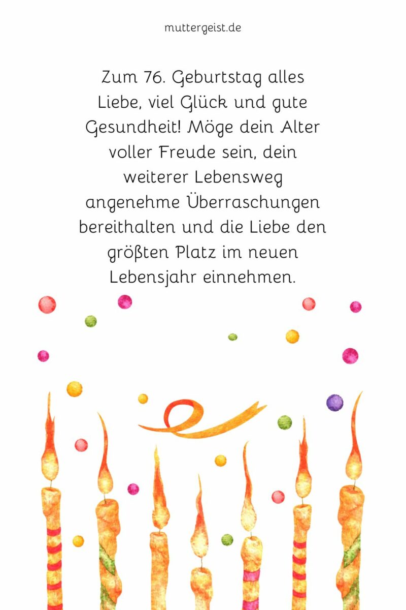 Glückwünsche zum 76. Geburtstag für Familie und Freunde
