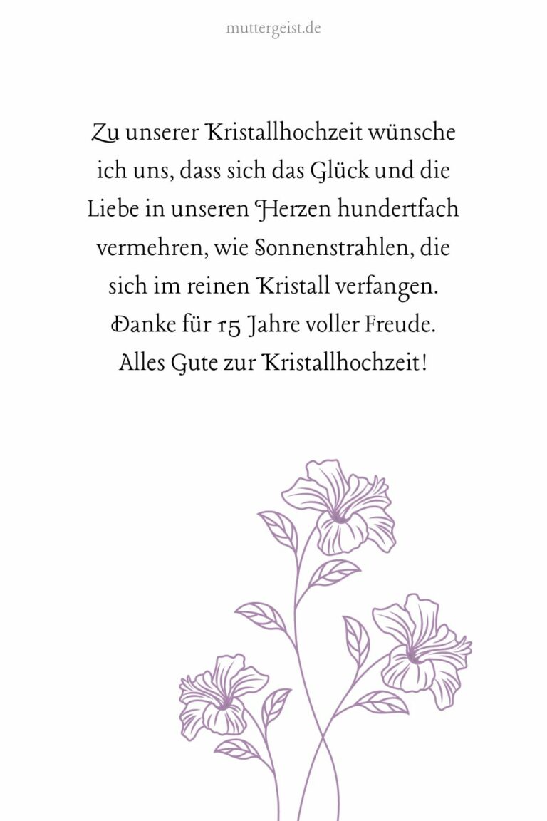 Kristallklare Sprüche zum 15. Hochzeitstag