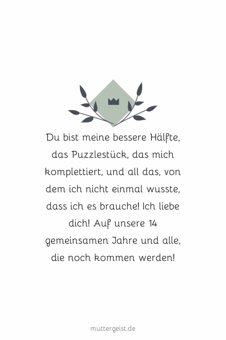Liebevolle Sprüche für den 14. Hochzeitstag