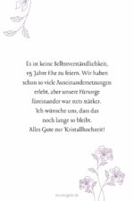 Kristallklare Sprüche zum 15. Hochzeitstag