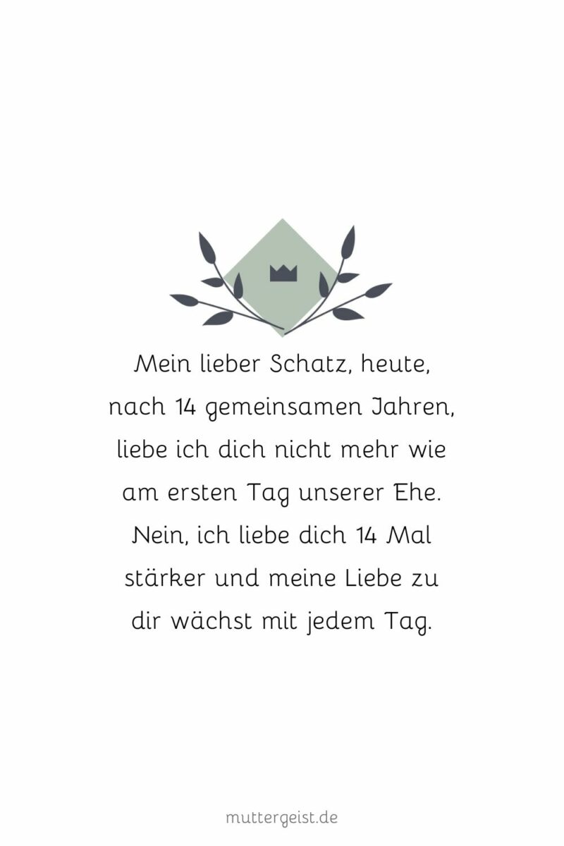 Liebevolle Sprüche für den 14. Hochzeitstag