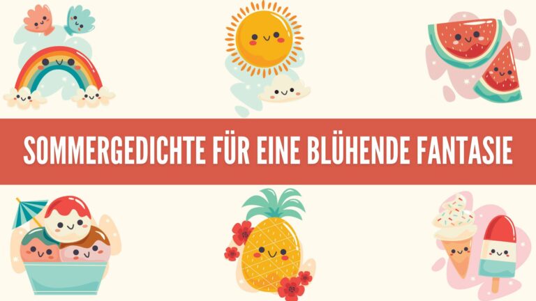 Foto von Symbolen für Sonne, Obst und Eis mit Text in der Mitte