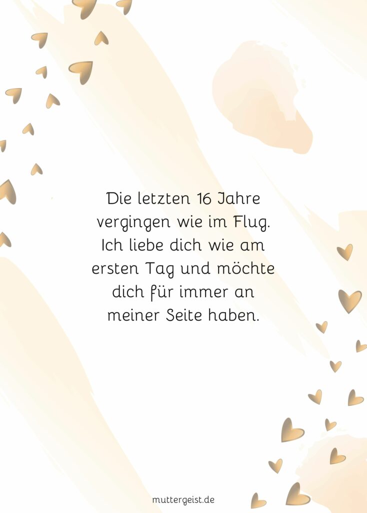 Rührende Sprüche zum 16. Hochzeitstag