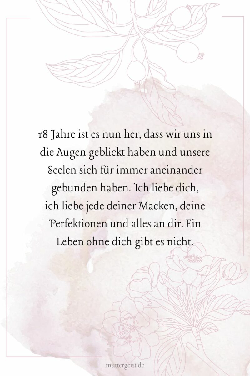 Liebevolle und rührende Sprüche zum 18. Hochzeitstag