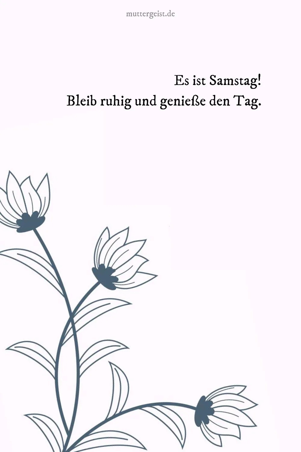 Es ist Samstag! Bleib ruhig und genieße den Tag.