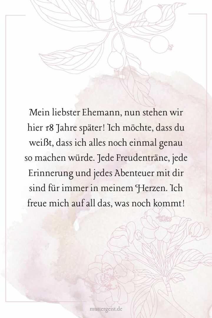 Liebevolle und rührende Sprüche zum 18. Hochzeitstag
