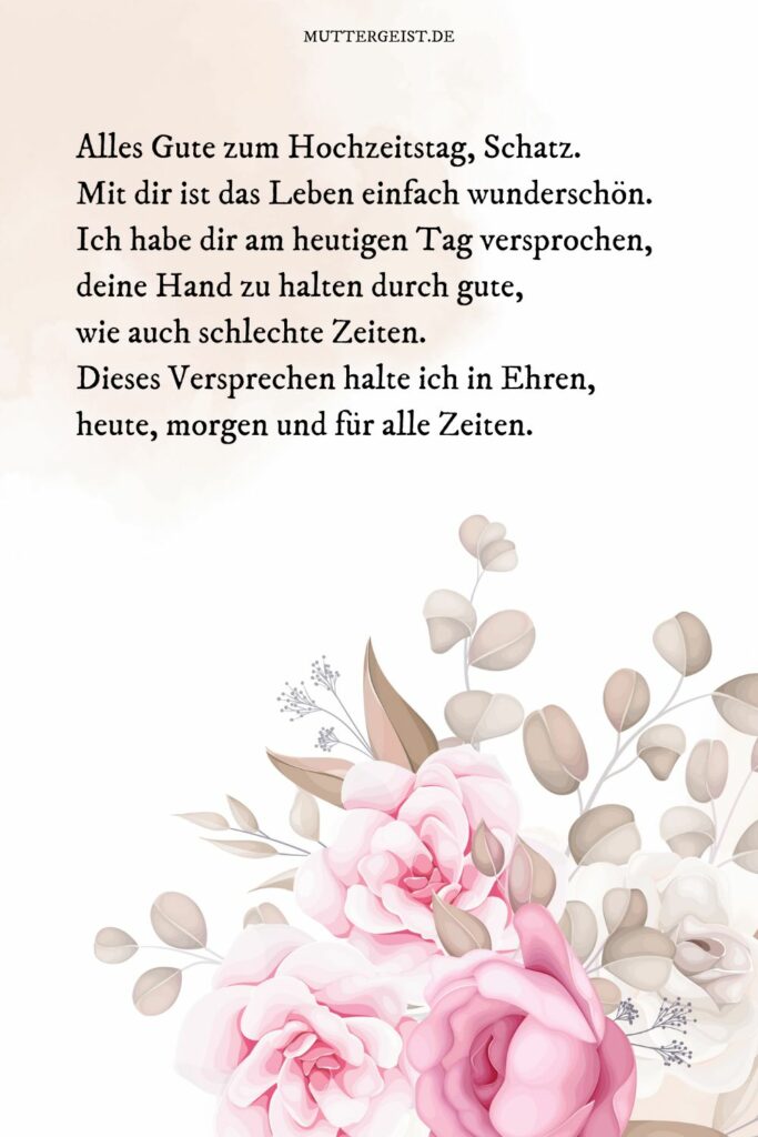 Liebevolle & romantische HochzeitstagSprüche für Ehefrau