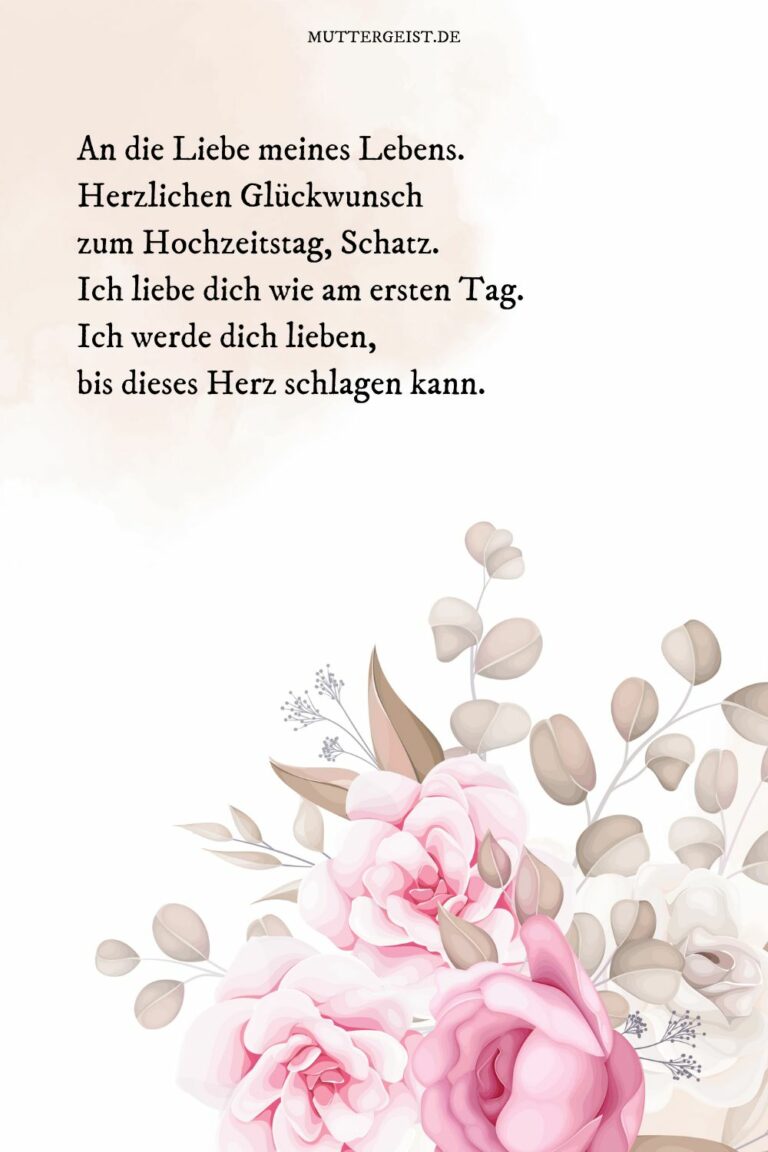 Liebevolle & romantische HochzeitstagSprüche für Ehefrau