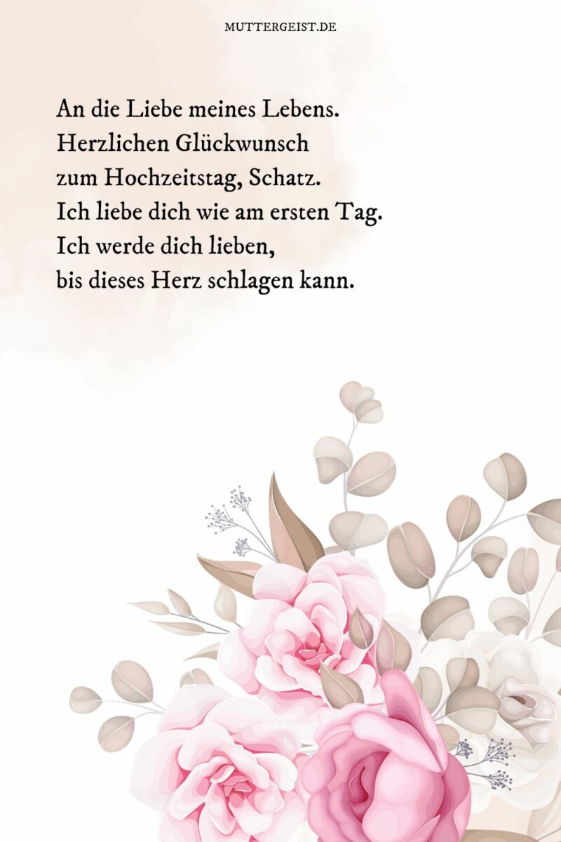 Liebevolle & romantische HochzeitstagSprüche für Ehefrau