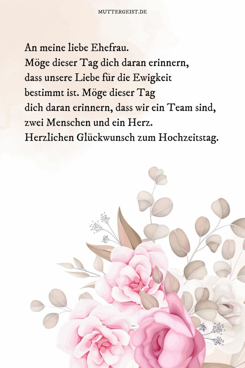 Liebevolle & romantische HochzeitstagSprüche für Ehefrau