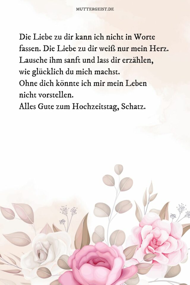 Liebevolle & romantische HochzeitstagSprüche für Ehefrau