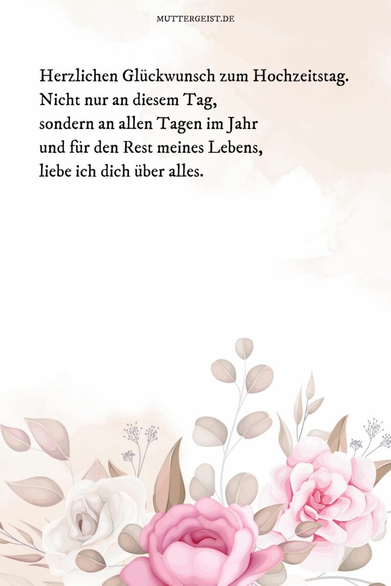 Liebevolle & romantische HochzeitstagSprüche für Ehefrau