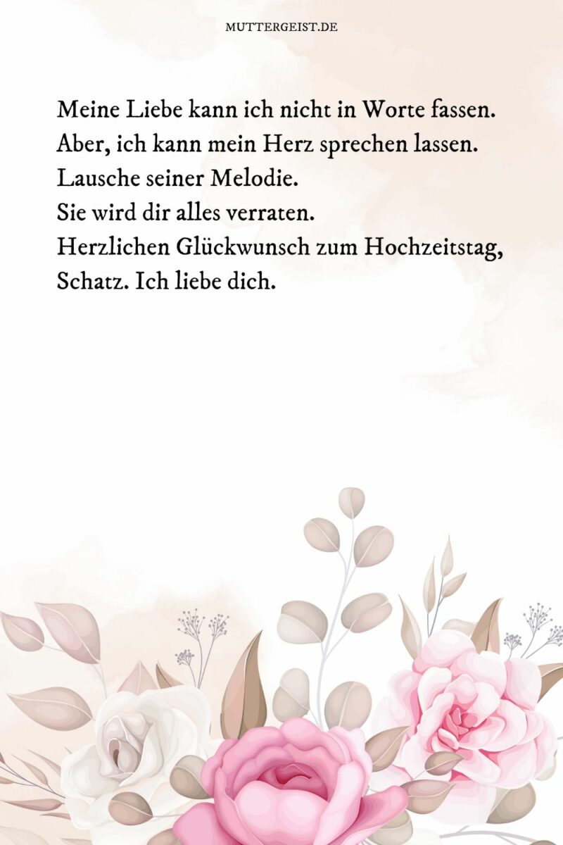Liebevolle & romantische HochzeitstagSprüche für Ehefrau