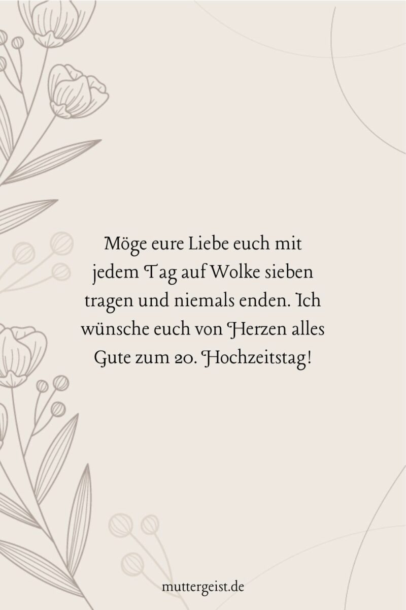 Zu Herzen gehende Sprüche zum 20. Hochzeitstag