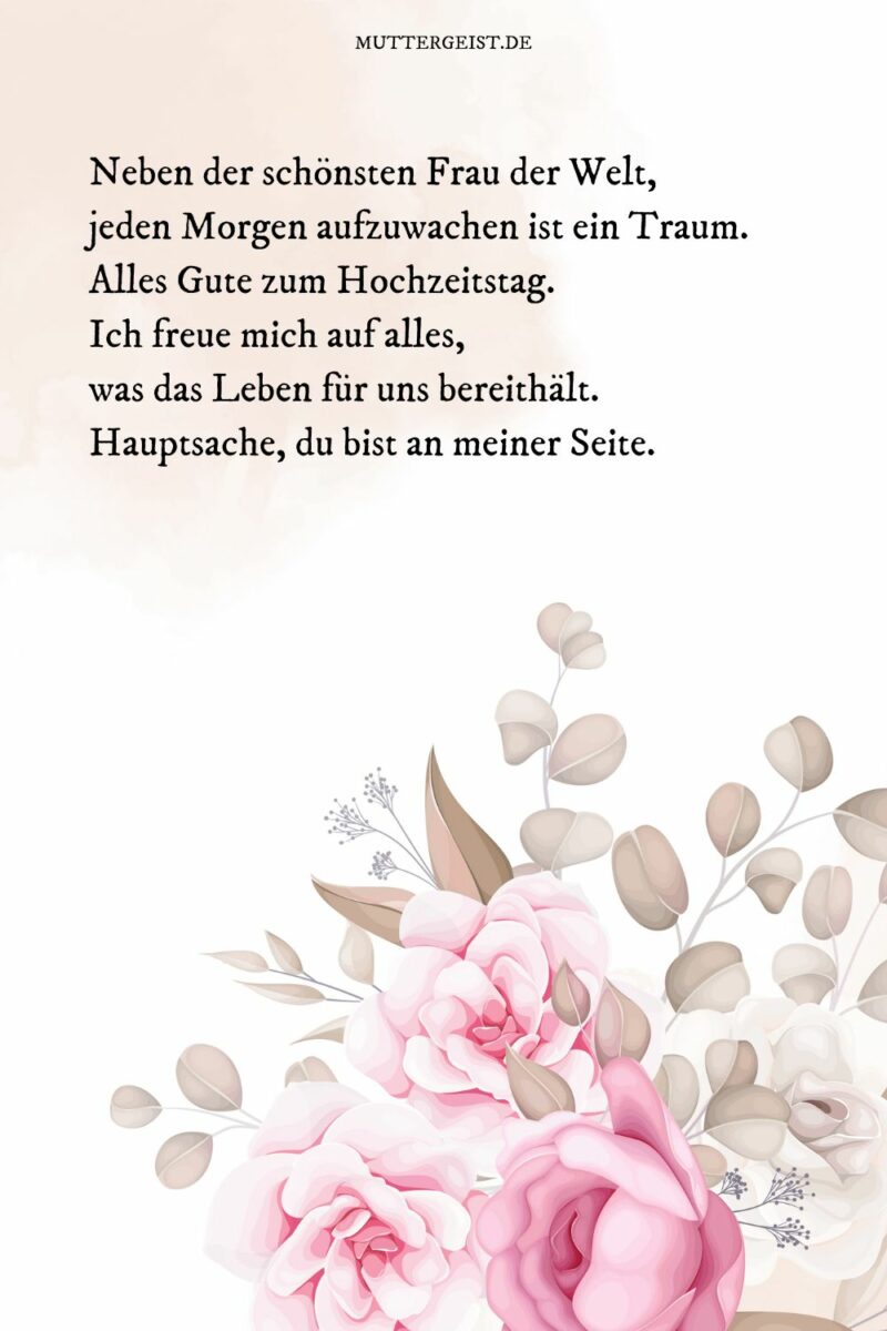 Liebevolle & romantische HochzeitstagSprüche für Ehefrau