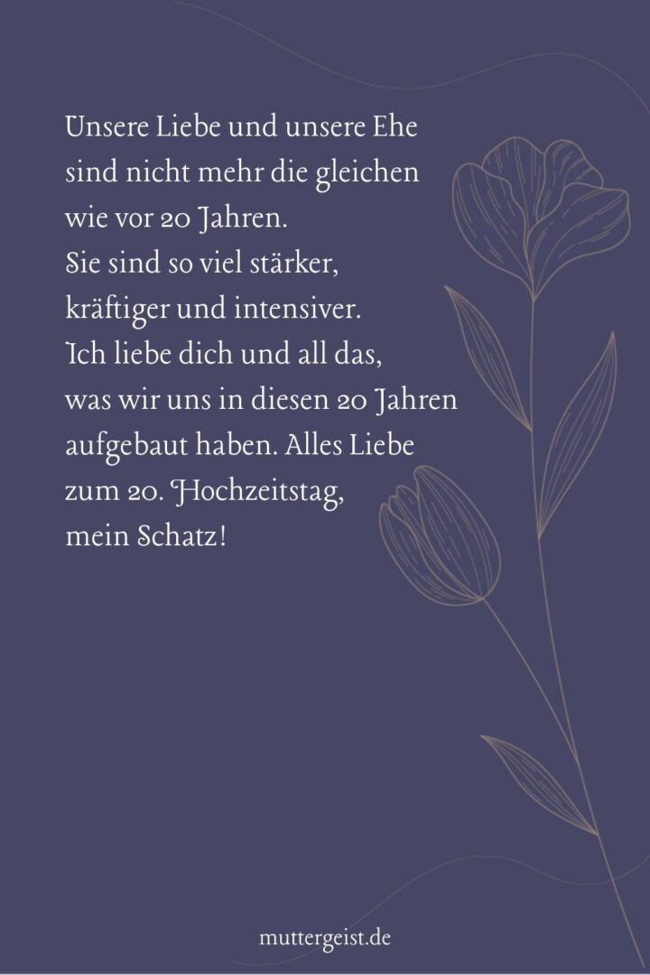 Zu Herzen gehende Sprüche zum 20. Hochzeitstag