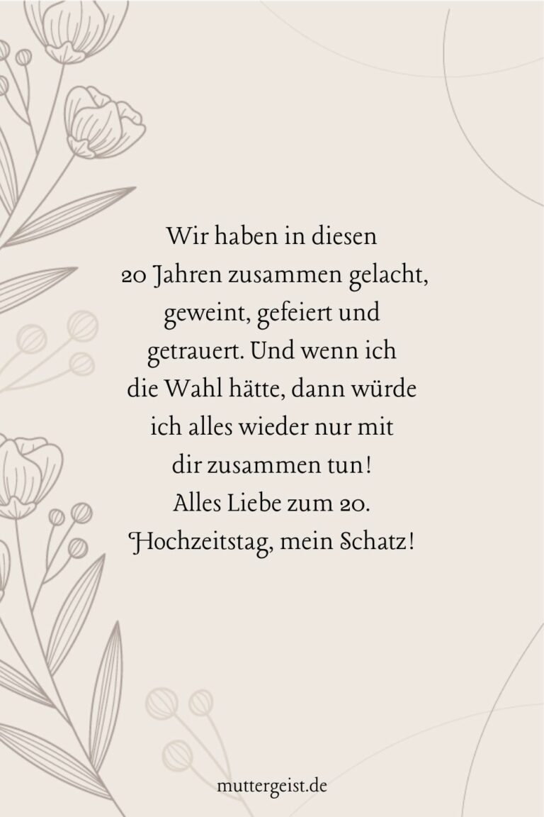 Zu Herzen gehende Sprüche zum 20. Hochzeitstag